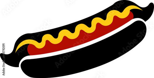 Silhouette Vector of a Hot Dog with Ketchup and Mustard
