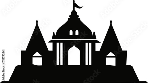 Stylish Kedarnath Temple Silhouette Vector Illustration