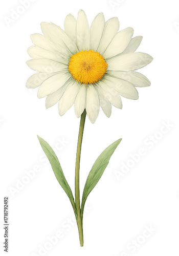 Wallpaper Mural watercolor clipart, Daisy flower with white petals and a yellow center, isolated on transparent background, perfect for spring-themed decorations and floral graphics. Torontodigital.ca