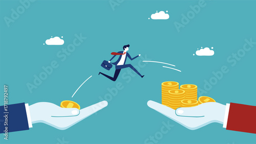 Jump into a high paying job. change job. business concept vector

