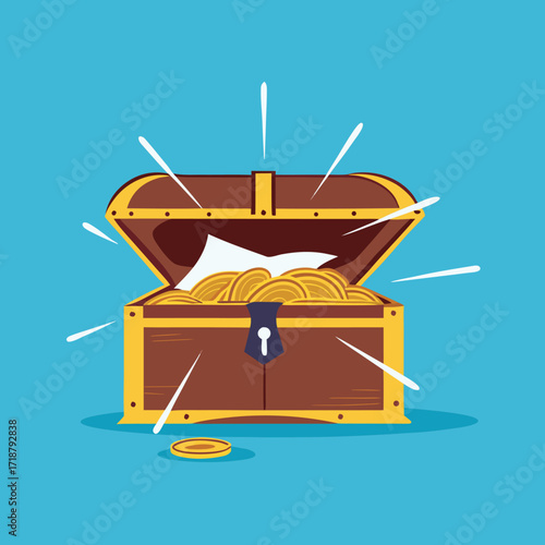 The book in the treasure chest. The concept of knowledge is a valuable treasure

