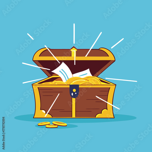 The book in the treasure chest. The concept of knowledge is a valuable treasure

