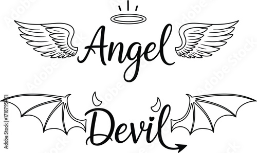 Angel and devil vector illustration good and evil design art
