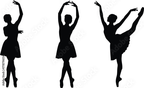 Ballet dancer silhouette vector art graphic design template art