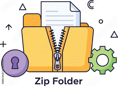Download zip folder file compression archive vector graphic