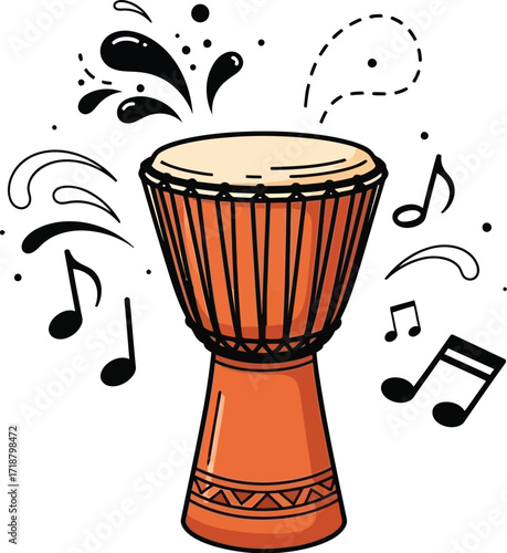 Djembe drum african music instrument percussion illustration