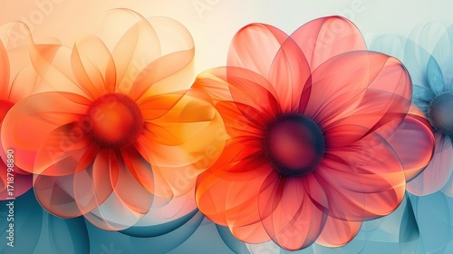 Vibrant Floral Abstract Design with Layered Flower Petals