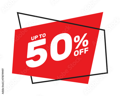 up to 50%, off season discount price tag, vector social media marketing poster template, advertising banner