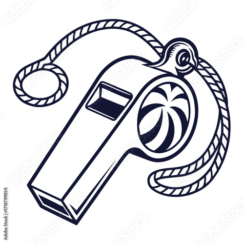Minimal Whistle Icon Vector | Clean Line Sports Symbol AI Graphic Design File