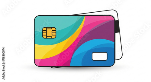 Colorful credit card design template with chip and magnetic stripe for financial transactions online payment