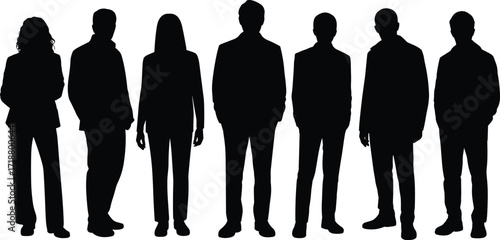 Business professional silhouettes, corporate team vector icons, black clipart graphics, workplace diversity symbols, formal attire illustrations, office design elements