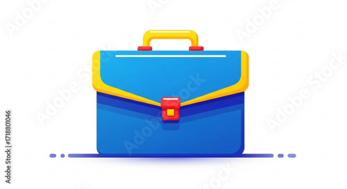 Blue briefcase vector illustration for business presentation and work related design needs professional look