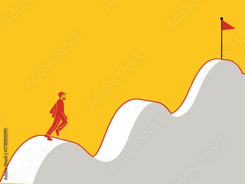 Challenge your abilities. Businessman walks towards goal of success


