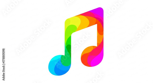 Colorful music note vector illustration for music apps and design projects with vibrant rainbow gradient effect