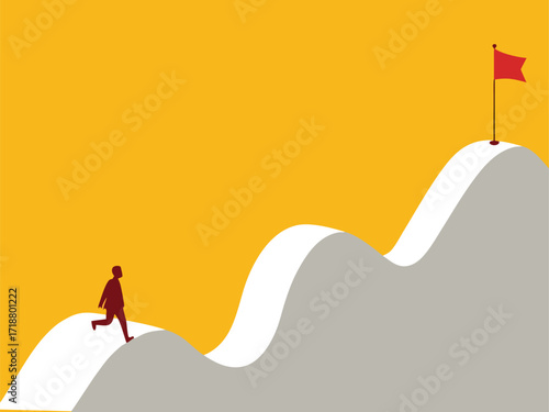 Challenge your abilities. Businessman walks towards goal of success

