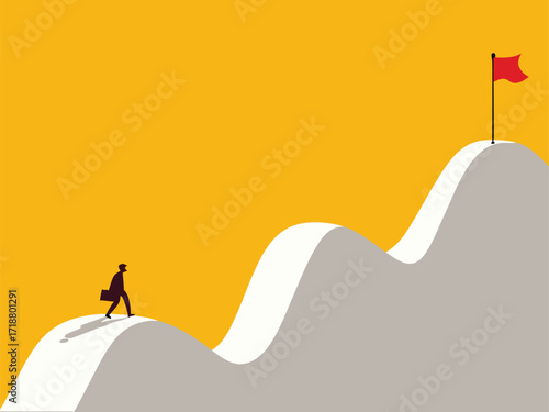 Challenge your abilities. Businessman walks towards goal of success

