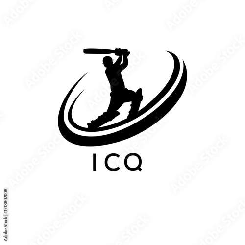 ICQ Cricket Company logo. ICQ Silhouette Logo design for entrepreneur and business. ICQ Athletic Branding best icon.
