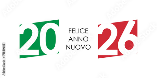 2026 happy new year italian text with italy flag