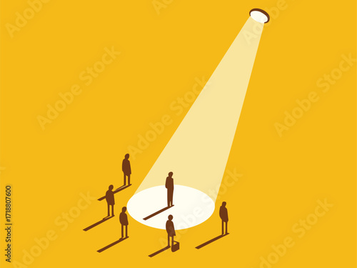 Recruiting talented people. Businessman in the spotlight

