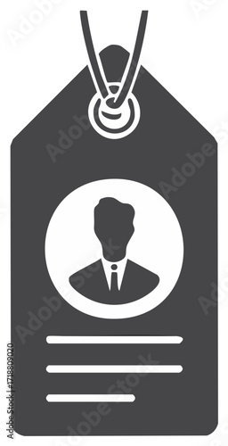 ID Badge with Cord Featuring Profile and Information - Access Pass Symbol