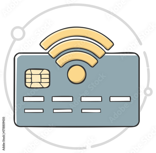 Wireless Credit Card Illustration. Contactless payment concept. Modern digital technologies.