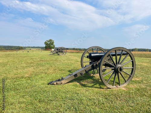 Cannon Lined up on Henry Hill at Manassa National Battlefield Park