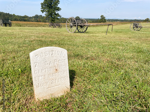 Memorial Marker on Field in Manassas National Battlefield Park