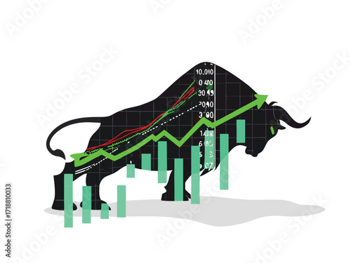 Stock market vector Forex symbol bull Growing market On a white background

