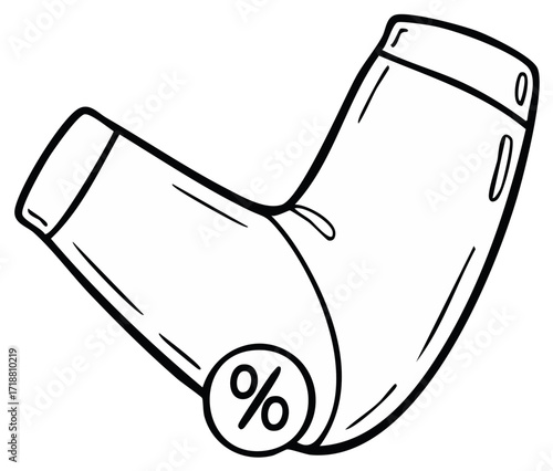 Shorts with Discount Symbol Outline Vector Illustration for Sales Promotion