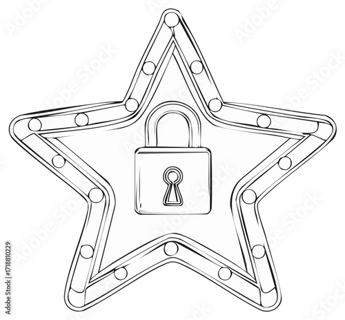 Secure Star Illustration with Padlock Symbol