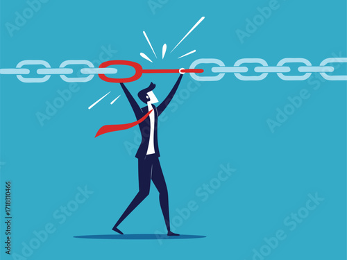 Supply chain problems. Businessmen connect chains together

