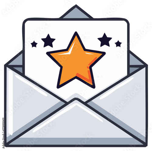 Open Envelope with Starry Message Award Notification Illustration