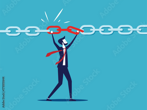 Supply chain problems. Businessmen connect chains together

