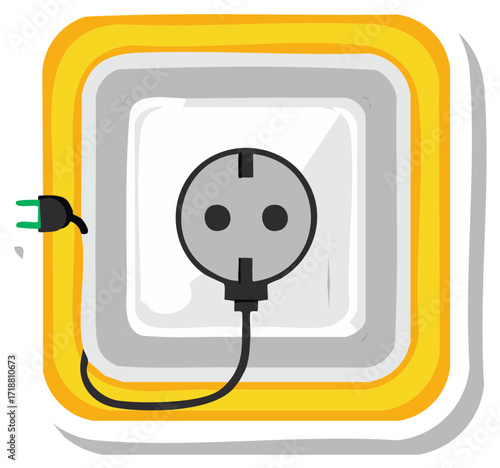 Electrical socket and plug illustration. Power supply, connection concept.