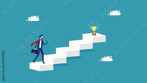 Take a step towards your goal. Motivational award steps towards goal achievement

