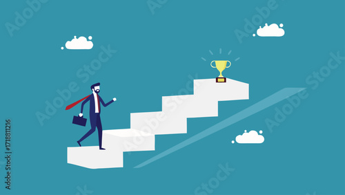 Take a step towards your goal. Motivational award steps towards goal achievement

