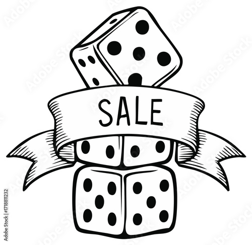 Lucky Dice Banner With Sale Message Graphic Design