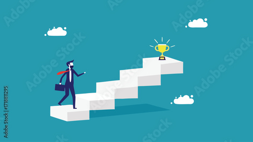 Take a step towards your goal. Motivational award steps towards goal achievement

