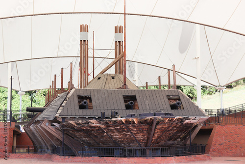 Remains of Civil War Ironclad USS Cairo at Vicksburg National Military Park