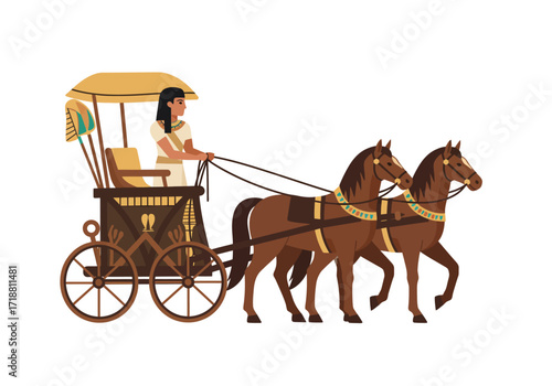 An Egyptian in a chariot pulled by two horses