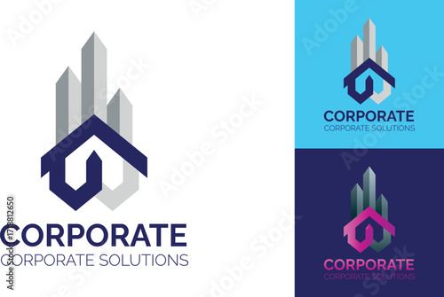 Abstract logo design. building silhouettes integrated with a house shape. A professional logo design, 
combining abstract skyscrapers and a stylized house. Logo Design Modern, Building, Home, Abstract