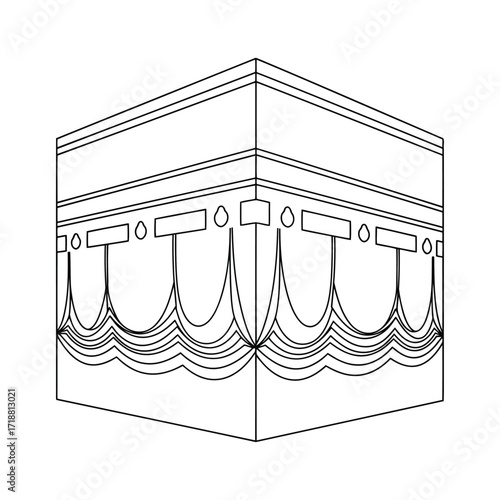 Vector illustration of illustration of outline drawing of the kaaba in mecca
