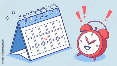 Calendar and alarm clock representing time management and deadlines
