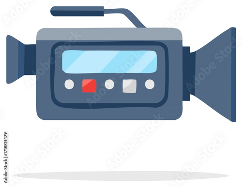 Professional Camcorder Video Camera Flat Design Icon Illustration