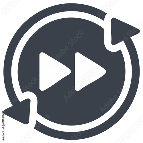 Repeat Playback Icon Circular Arrow Symbol  Fast Forward Loop
