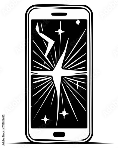 Broken Smartphone Screen Conceptual Digital Illustration