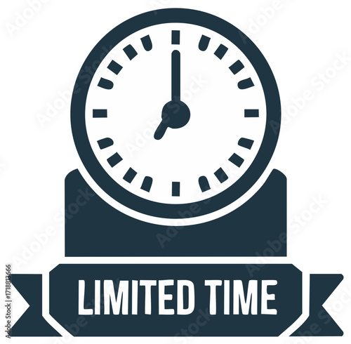 Limited Time Offer Symbol with Clock Graphic Vector Illustration