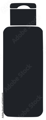 Black cosmetic bottle icon simple graphic silhouette for shampoo or gel