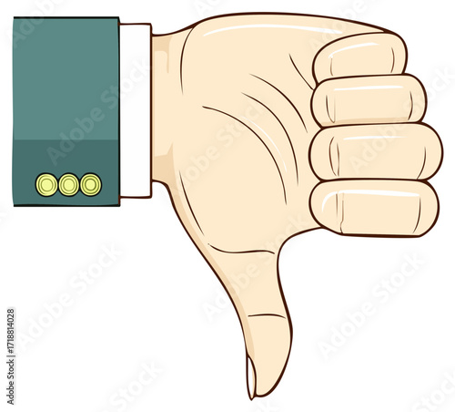 Hand in Suit Showing Thumbs Down Gesture