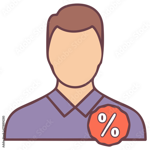 Faceless Person Avatar with Percentage Sign, Discount Representation Illustration